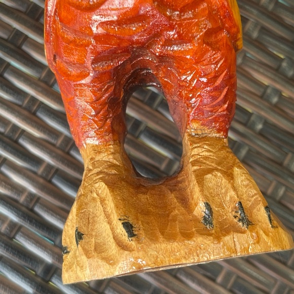 Hand Carved Wooden Rooster Figurine Chicken Folk Art Painted Vintage Decor - Picture 10 of 11